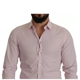 Light Pink Cotton Dress Formal Men GOLD Shirt