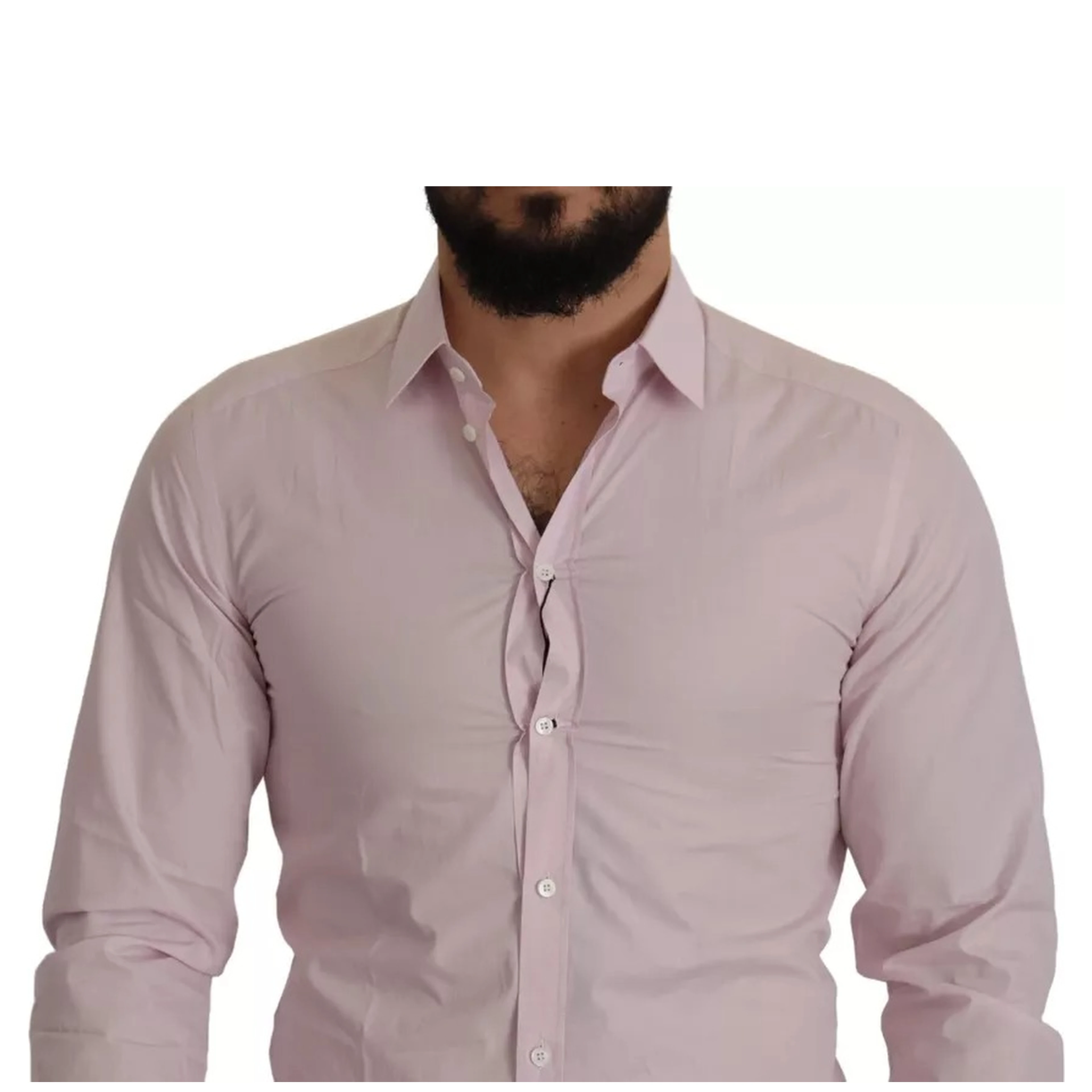 Light Pink Cotton Dress Formal Men GOLD Shirt