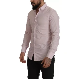Light Pink Cotton Dress Formal Men GOLD Shirt