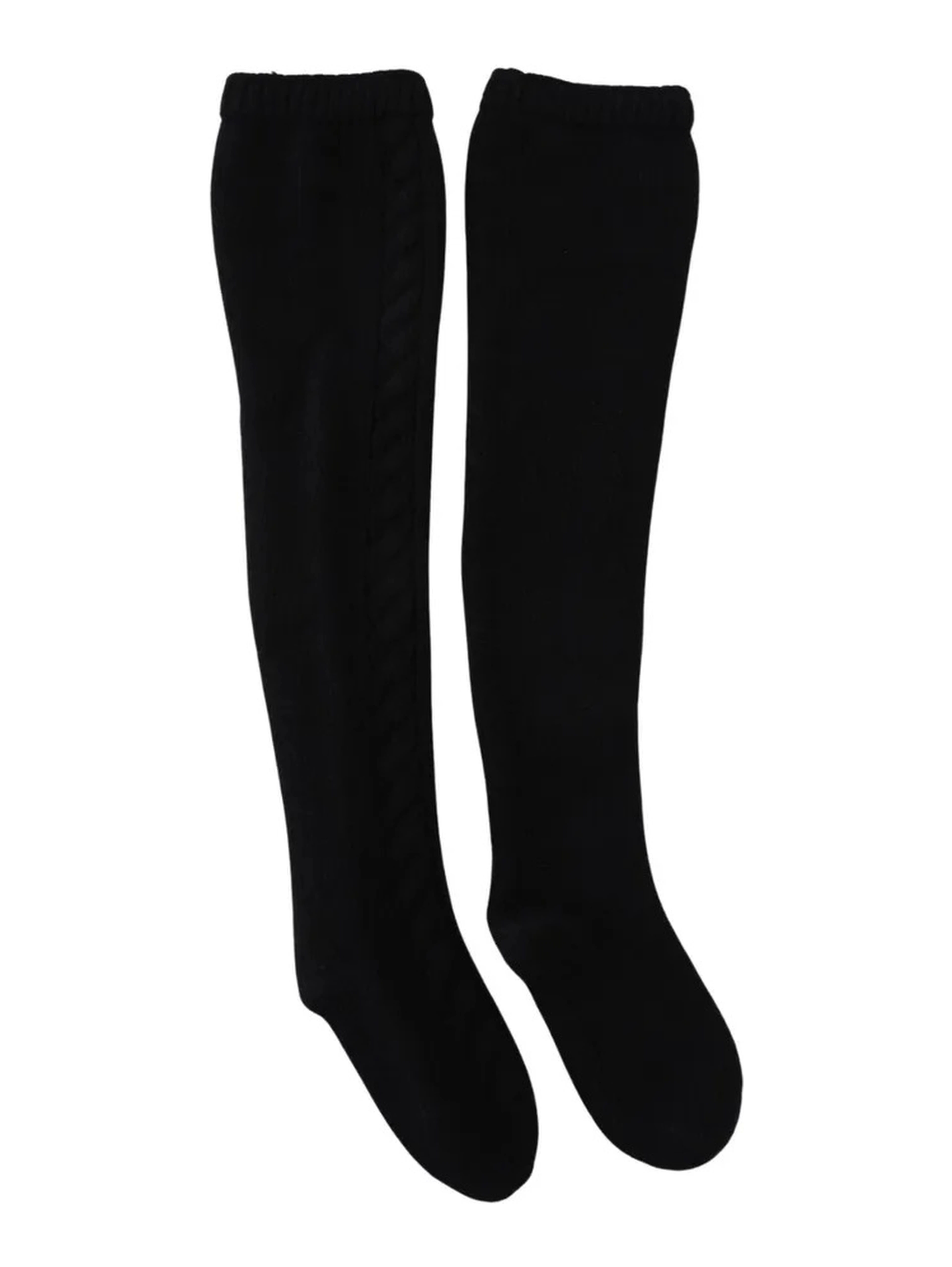 Black Wool Knit Calf Long Women Accessory Socks