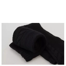 Black Wool Knit Calf Long Women Accessory Socks