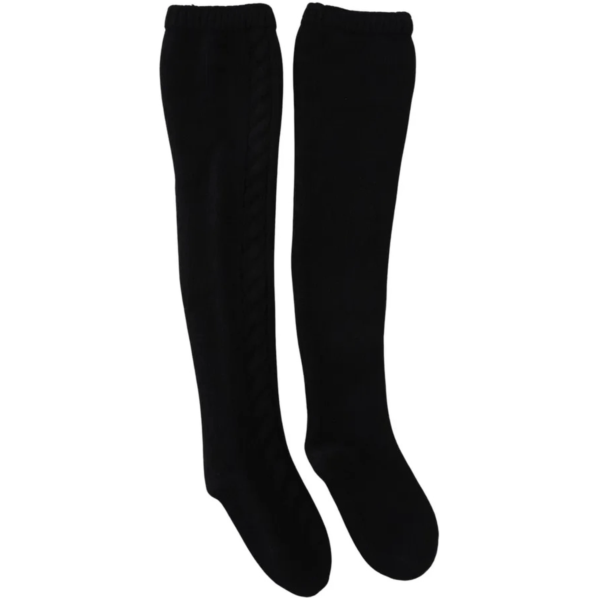Black Wool Knit Calf Long Women Accessory Socks
