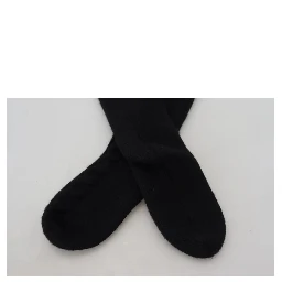Black Wool Knit Calf Long Women Accessory Socks