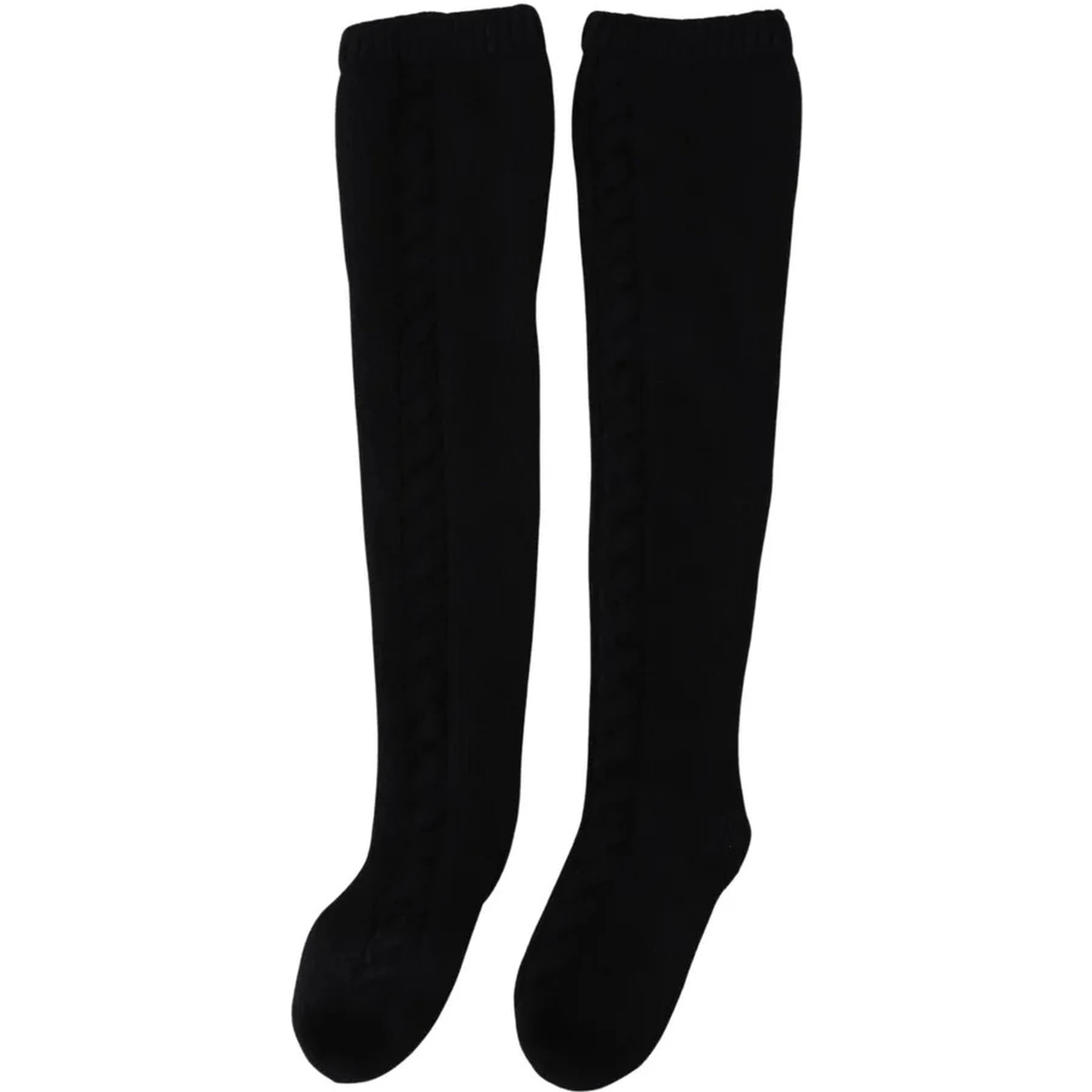 Black Wool Knit Calf Long Women Accessory Socks
