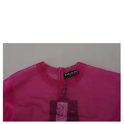 Fuchsia Polyester Crewneck Pullover Sweater