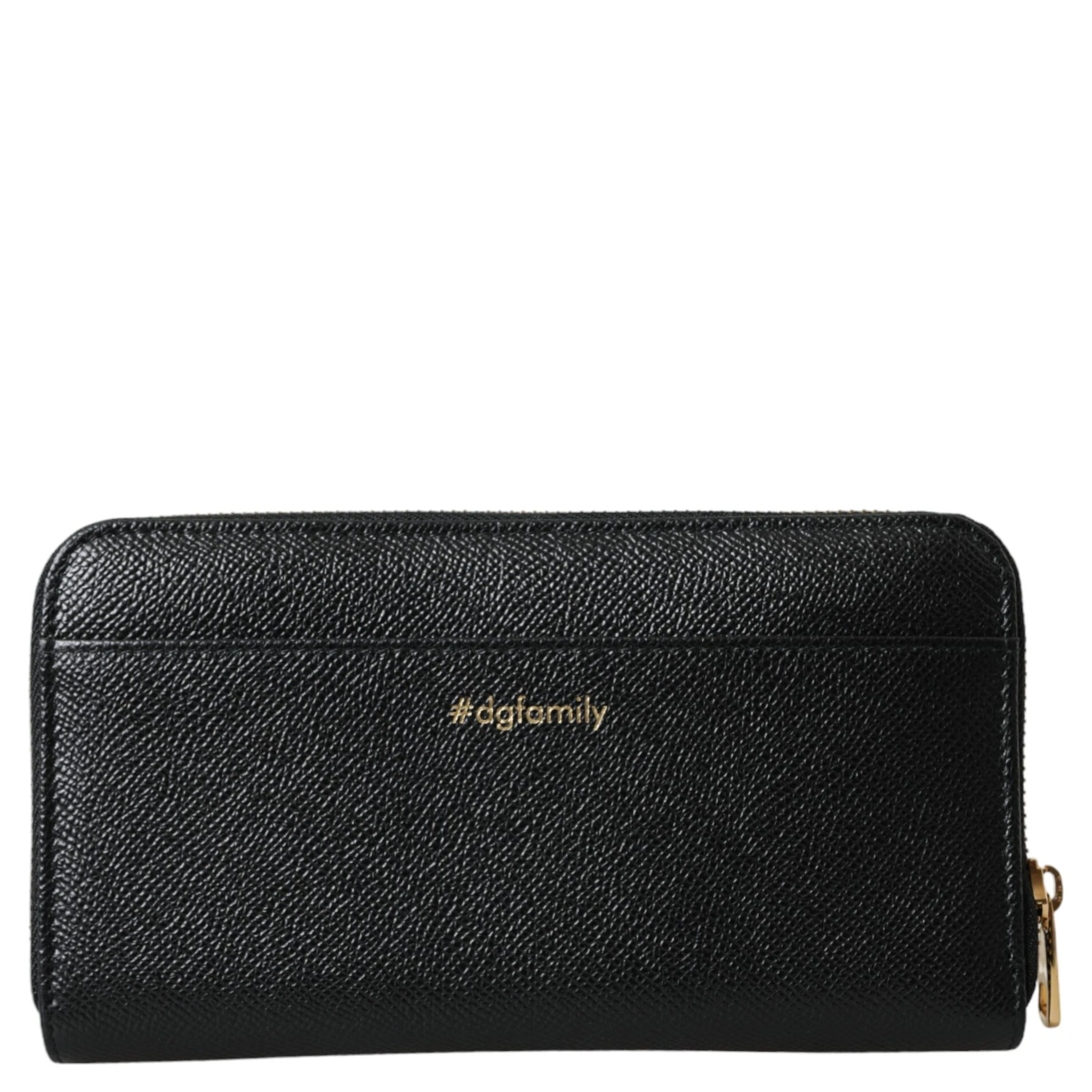 Black Blue Leather #DGFAMILY Zipper Continental Men Wallet