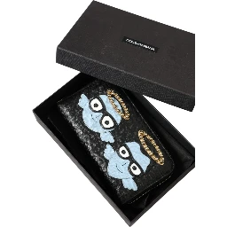 Black Blue Leather #DGFAMILY Zipper Continental Men Wallet