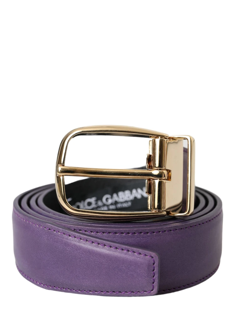 Purple Leather Gold Metal Buckle Belt Men alternative