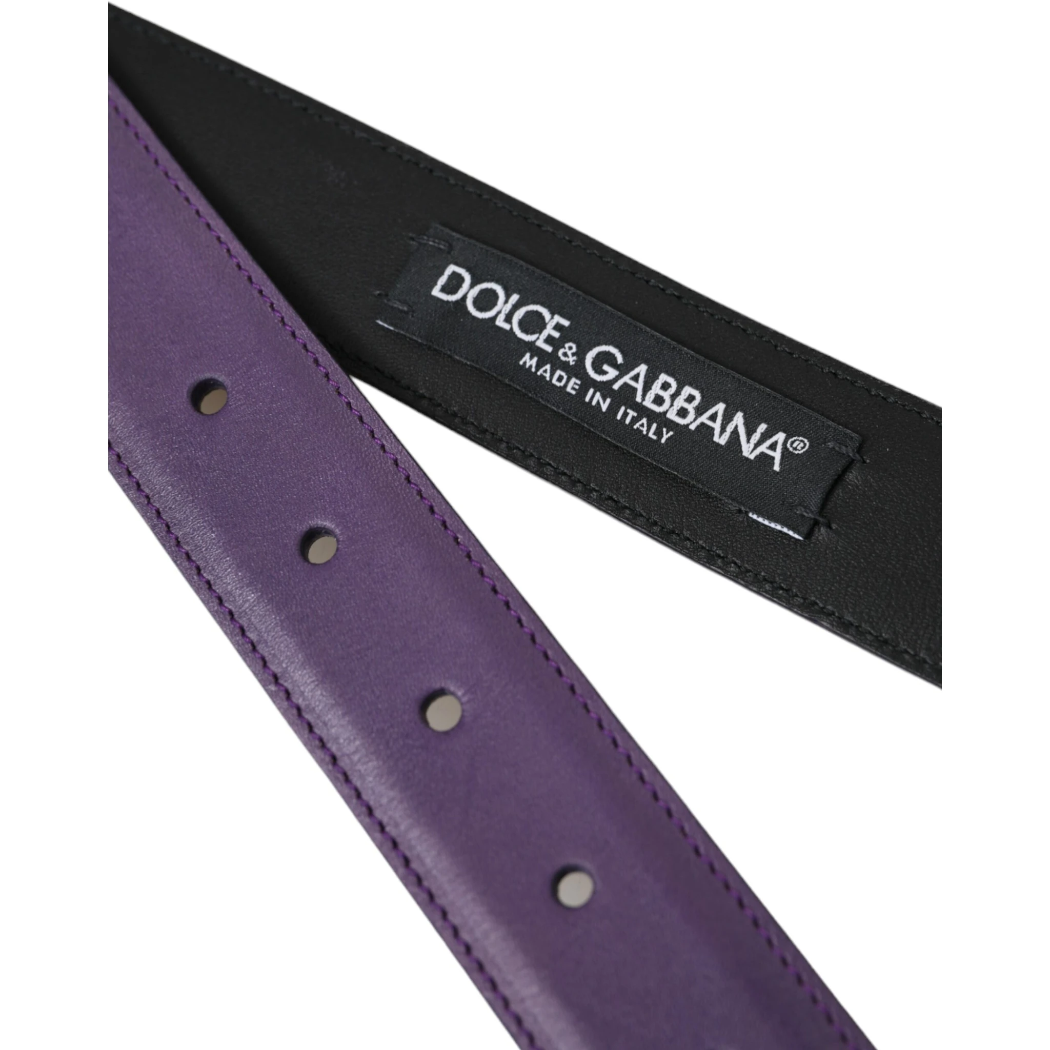 Purple Leather Gold Metal Buckle Belt Men