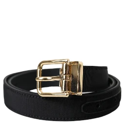 Black Gros Grain Gold Metal Buckle Belt Men