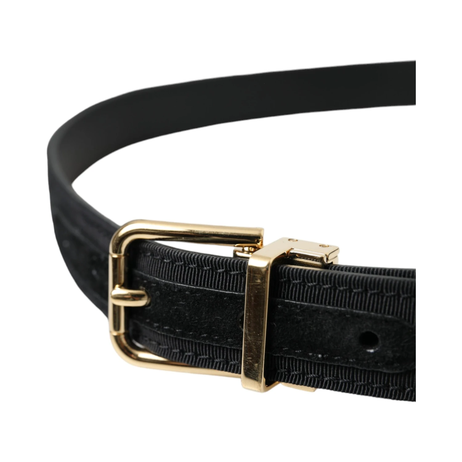 Black Gros Grain Gold Metal Buckle Belt Men