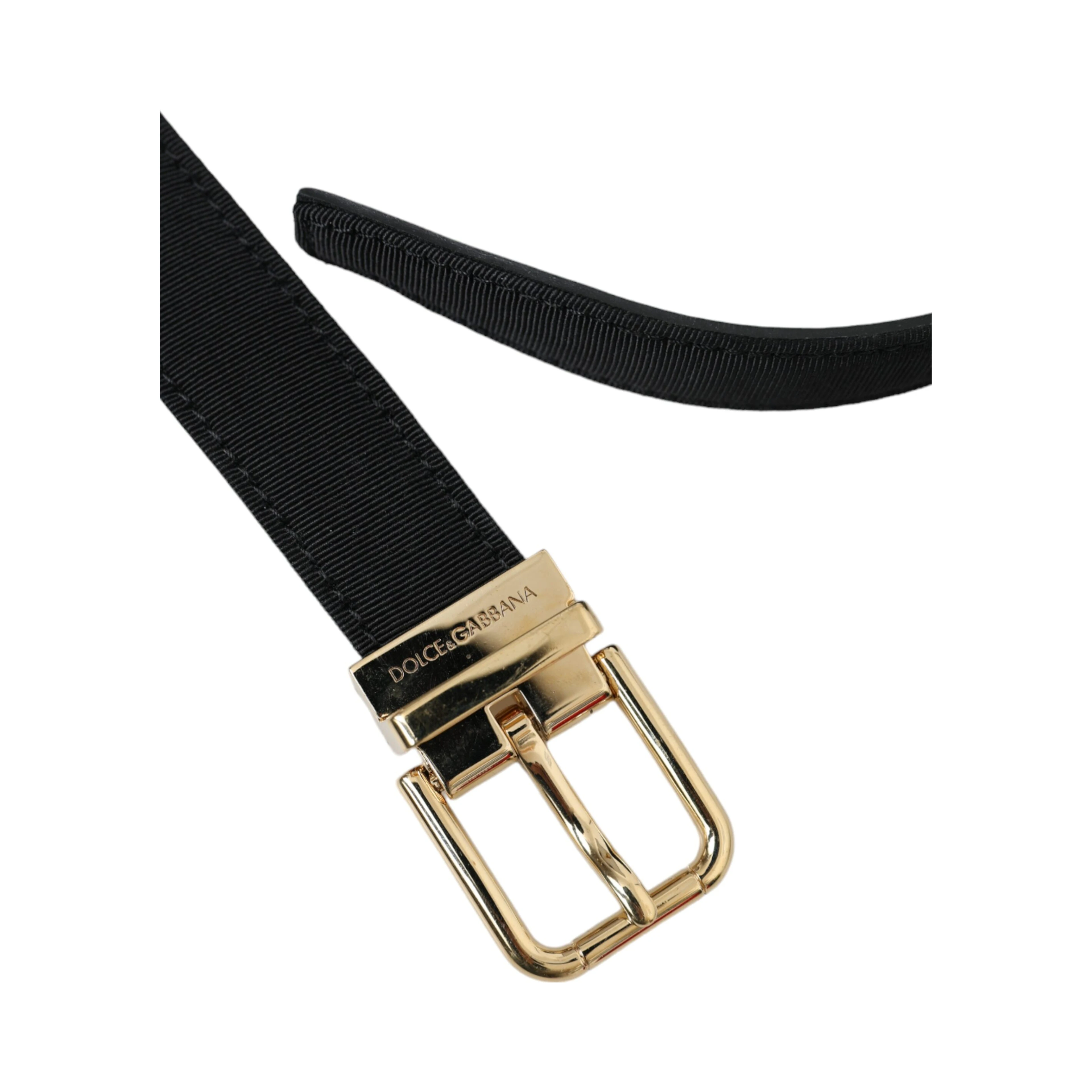 Black Gros Grain Gold Metal Buckle Belt Men