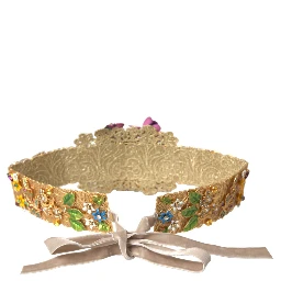 Multicolor Embellished Floral Crystal Wide Waist Belt