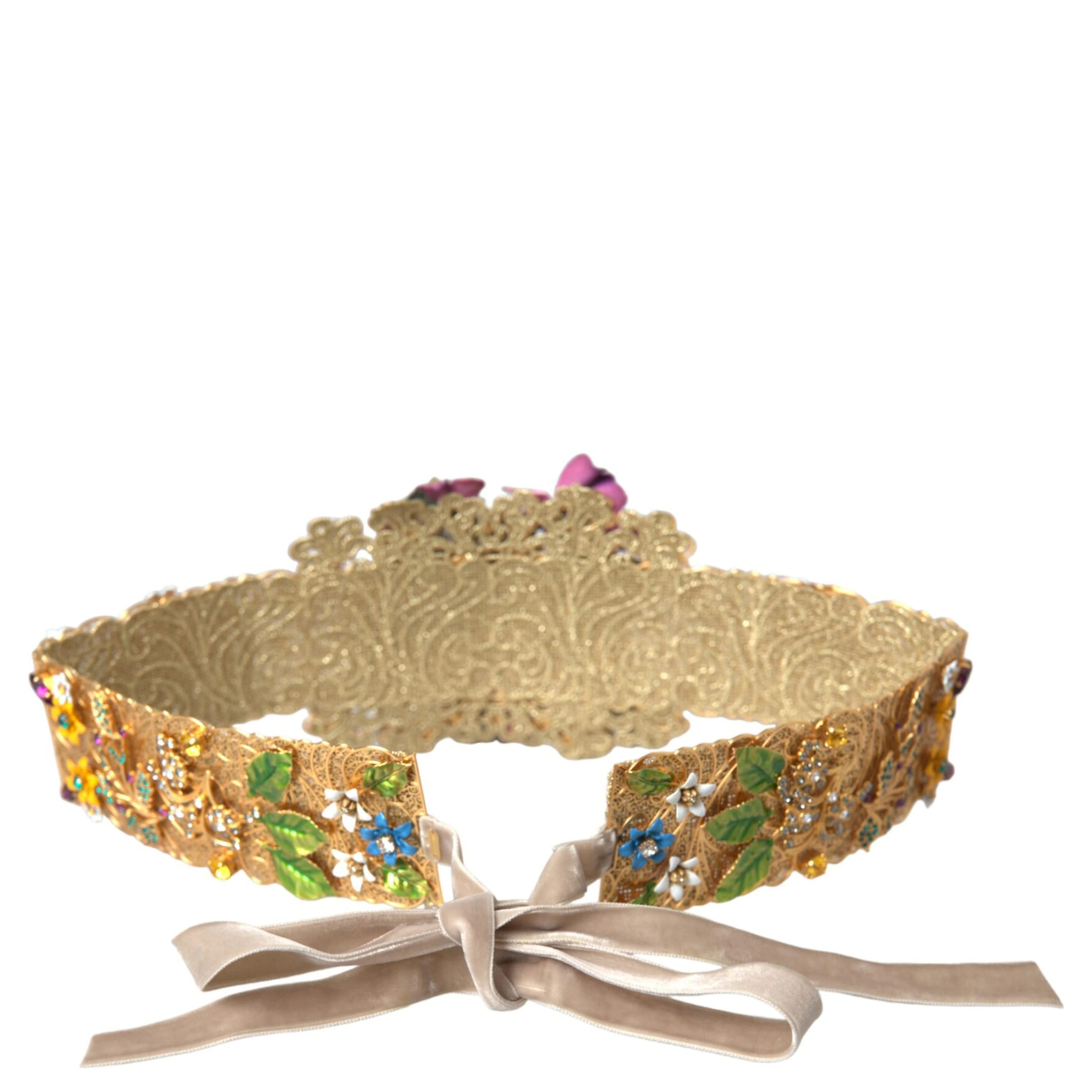 Multicolor Embellished Floral Crystal Wide Waist Belt