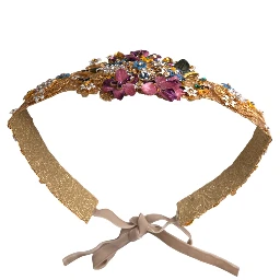 Multicolor Embellished Floral Crystal Wide Waist Belt