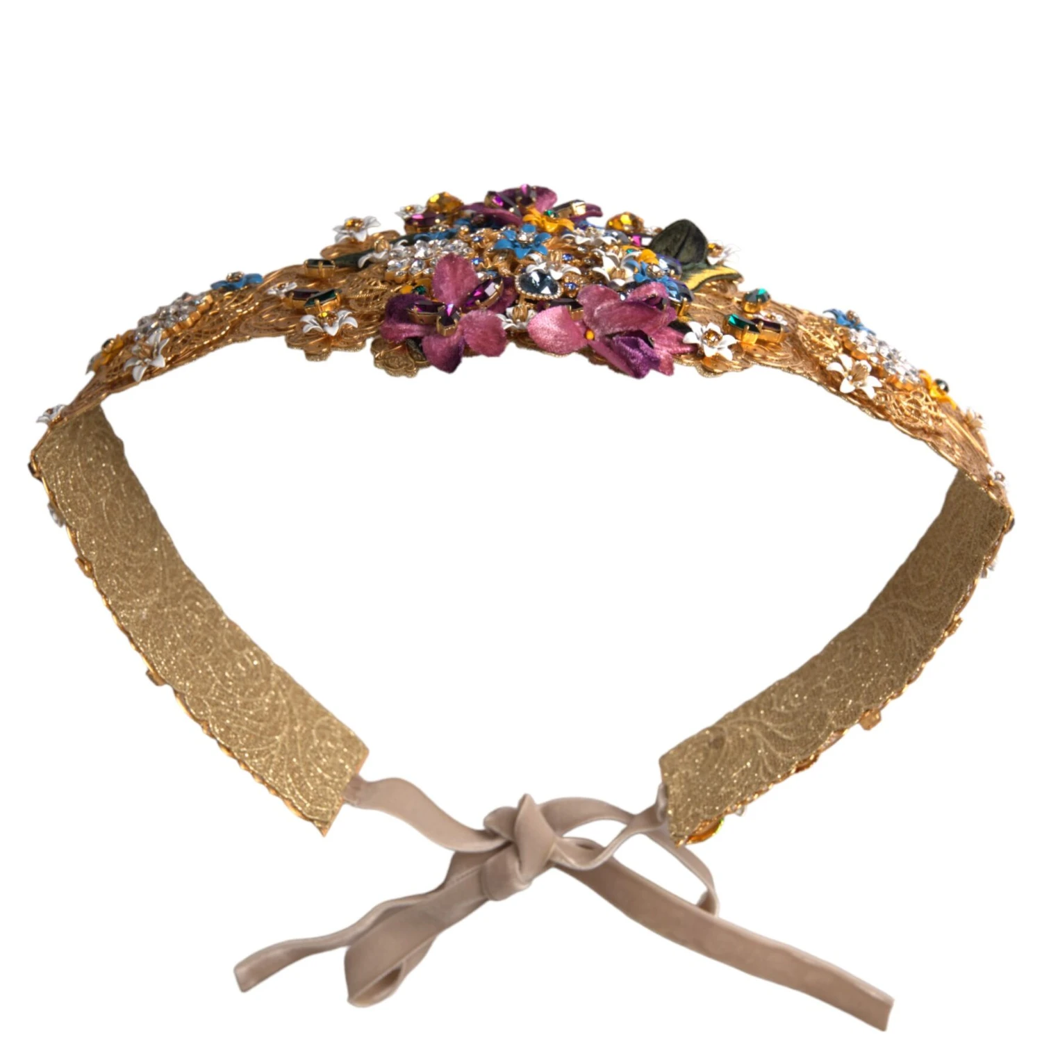 Multicolor Embellished Floral Crystal Wide Waist Belt