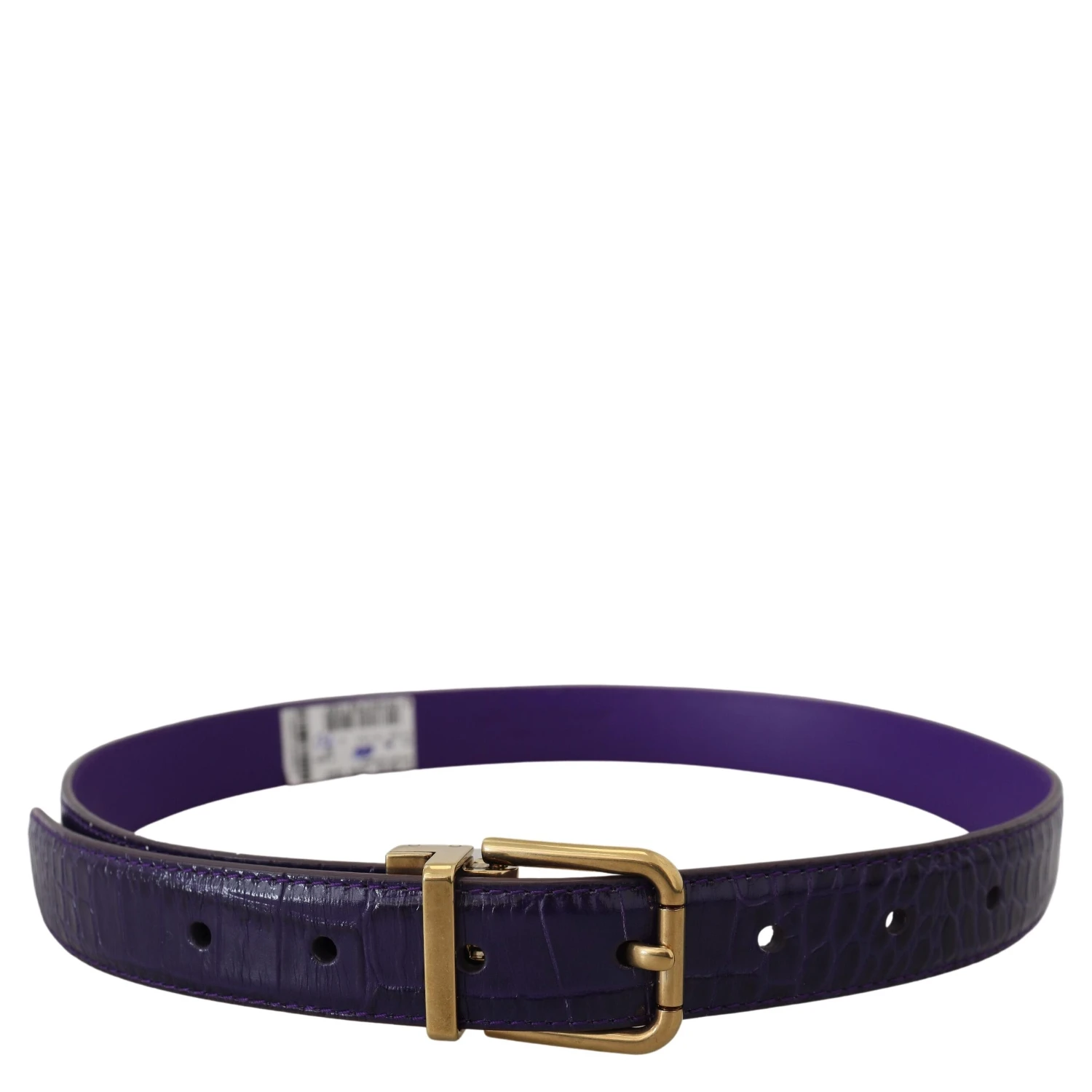 Purple Exotic Leather Gold Metal Buckle Belt