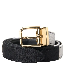 Black White Patchwork Gold Metal Buckle Belt