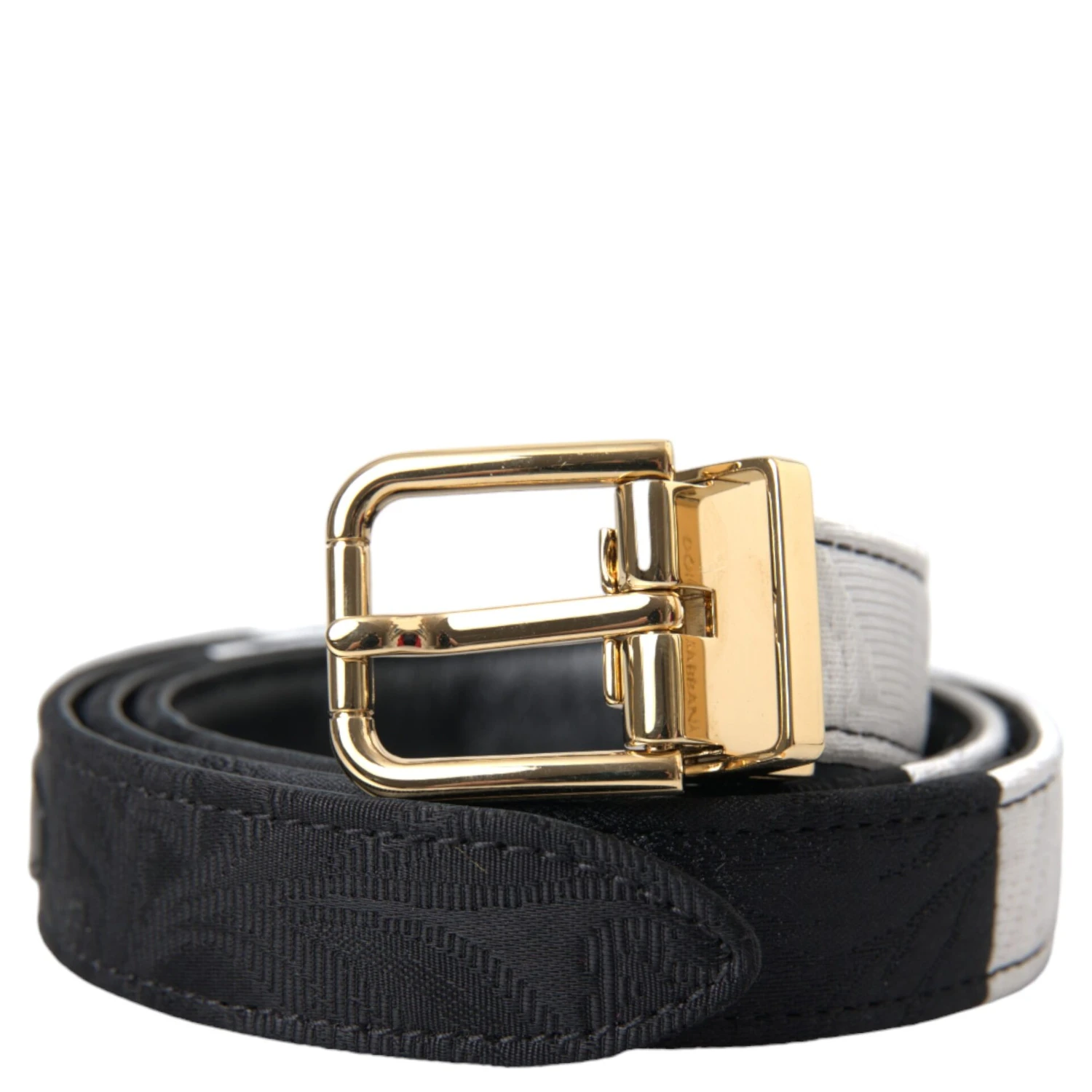 Black White Patchwork Gold Metal Buckle Belt