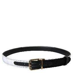 Black White Patchwork Gold Metal Buckle Belt