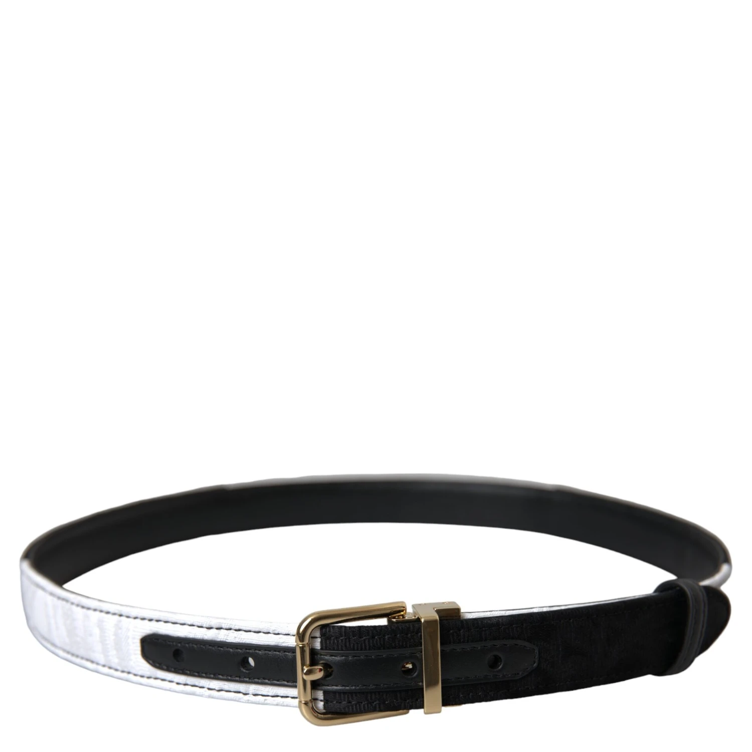 Black White Patchwork Gold Metal Buckle Belt