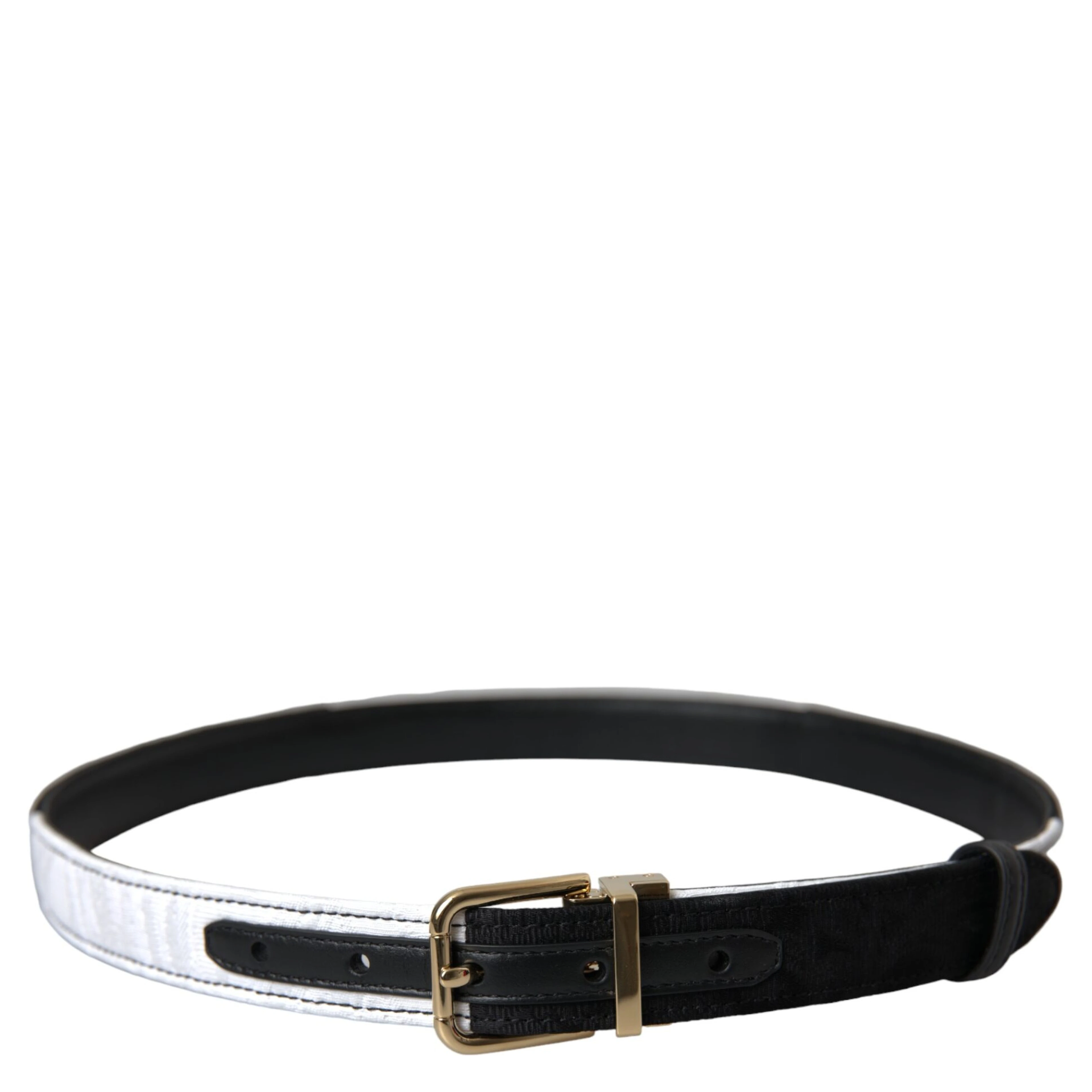 Black White Patchwork Gold Metal Buckle Belt