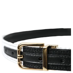 Black White Patchwork Gold Metal Buckle Belt