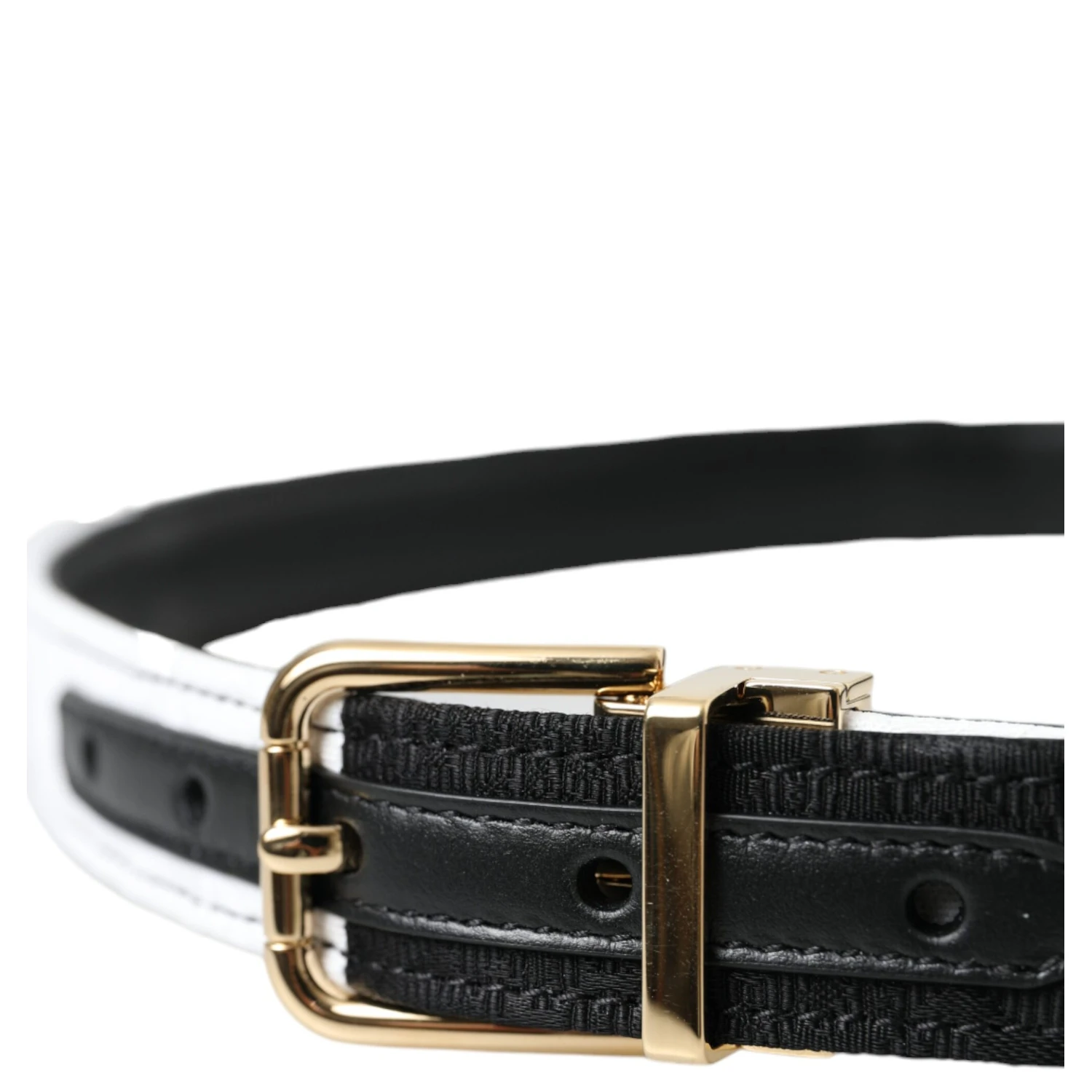 Black White Patchwork Gold Metal Buckle Belt