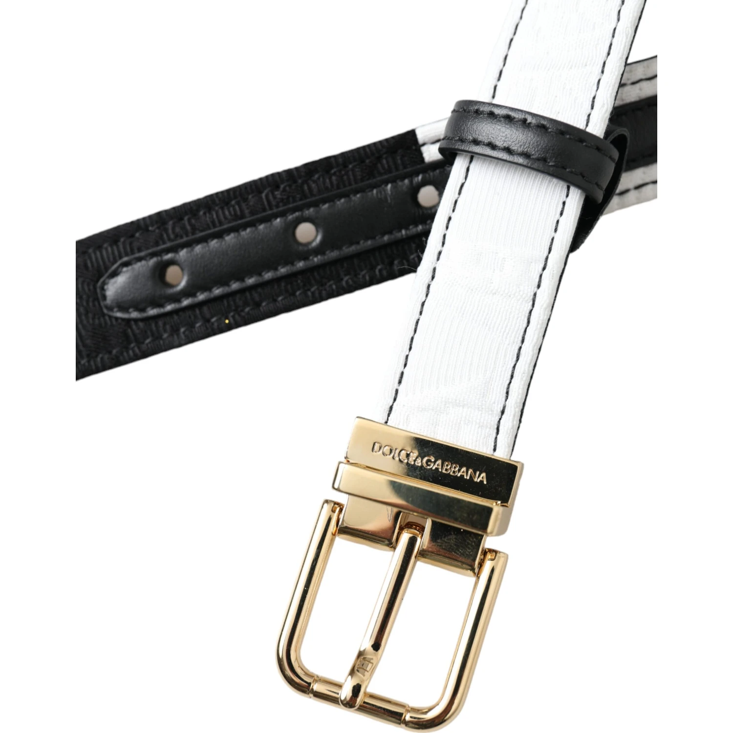 Black White Patchwork Gold Metal Buckle Belt