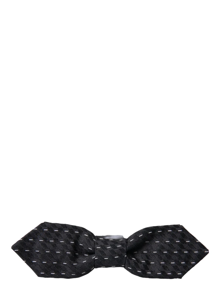 Black White Stitched Silk Men Neck Bow Tie alternative