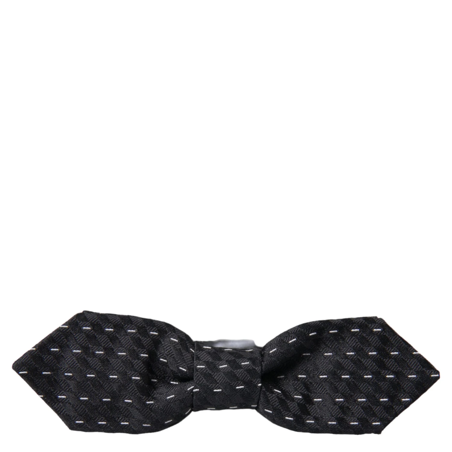Black White Stitched Silk Men Neck Bow Tie
