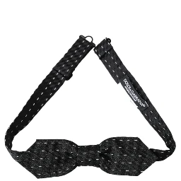 Black White Stitched Silk Men Neck Bow Tie