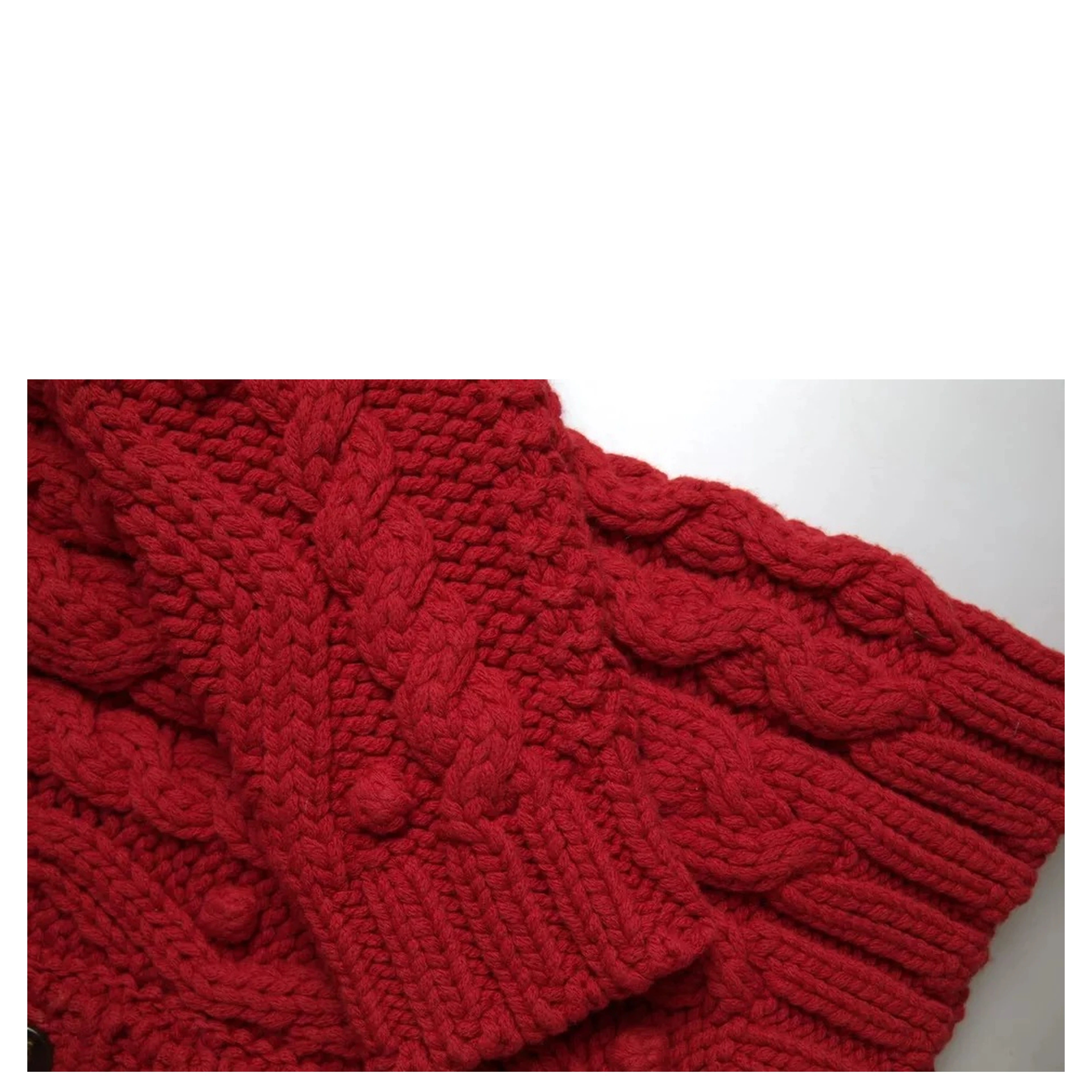 Red Wool Knit Button Down Cardigan Sweater