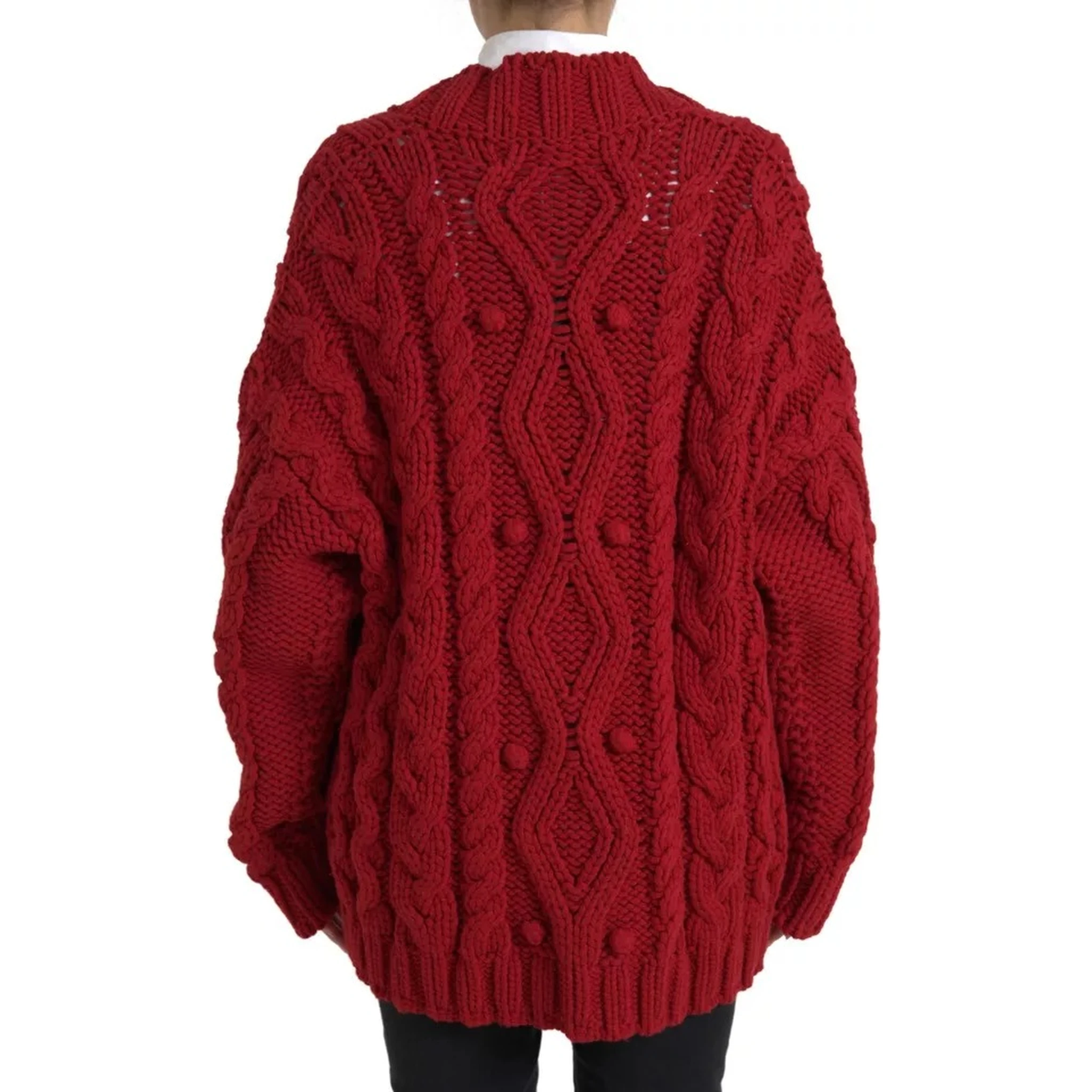 Red Wool Knit Button Down Cardigan Sweater
