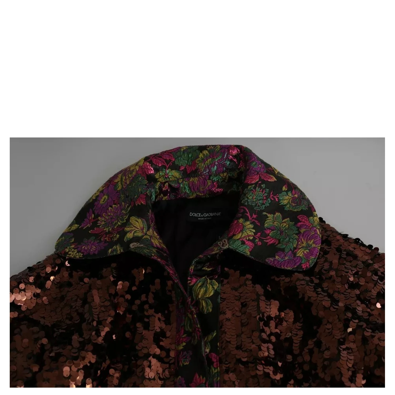 Multicolor Sequined Long Coat Jaquard Jacket