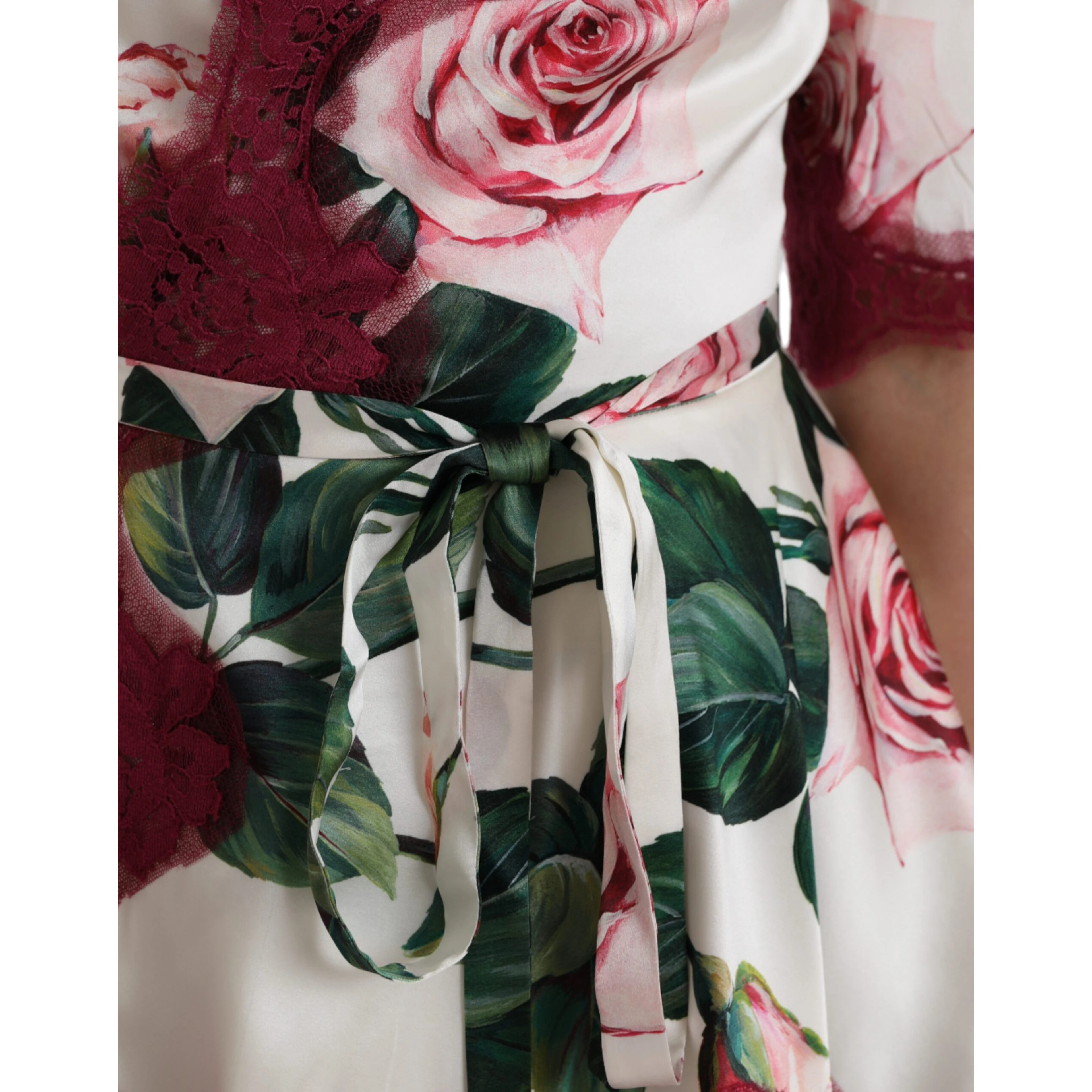 White Floral Lace Silk Short Sleeves Top