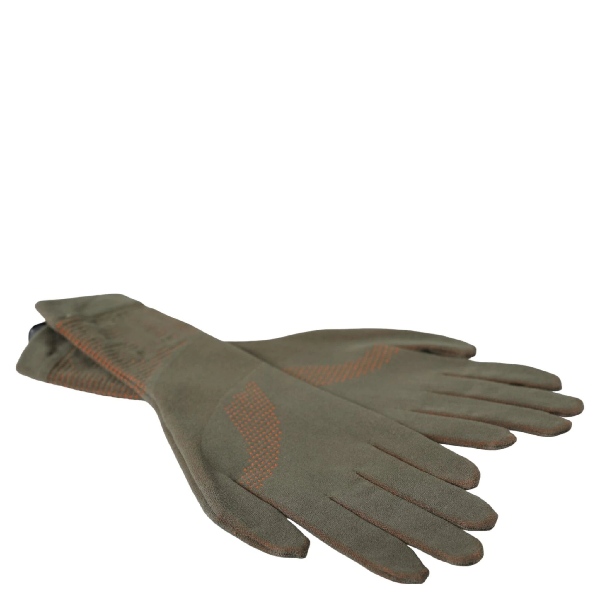 Brown Cotton Stretch Wrist Length Gloves
