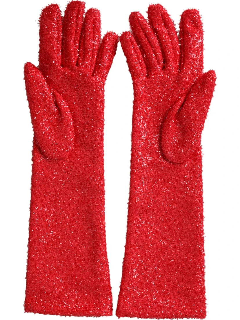 Red Lurex Fantasia Mid Arm Length Gloves
