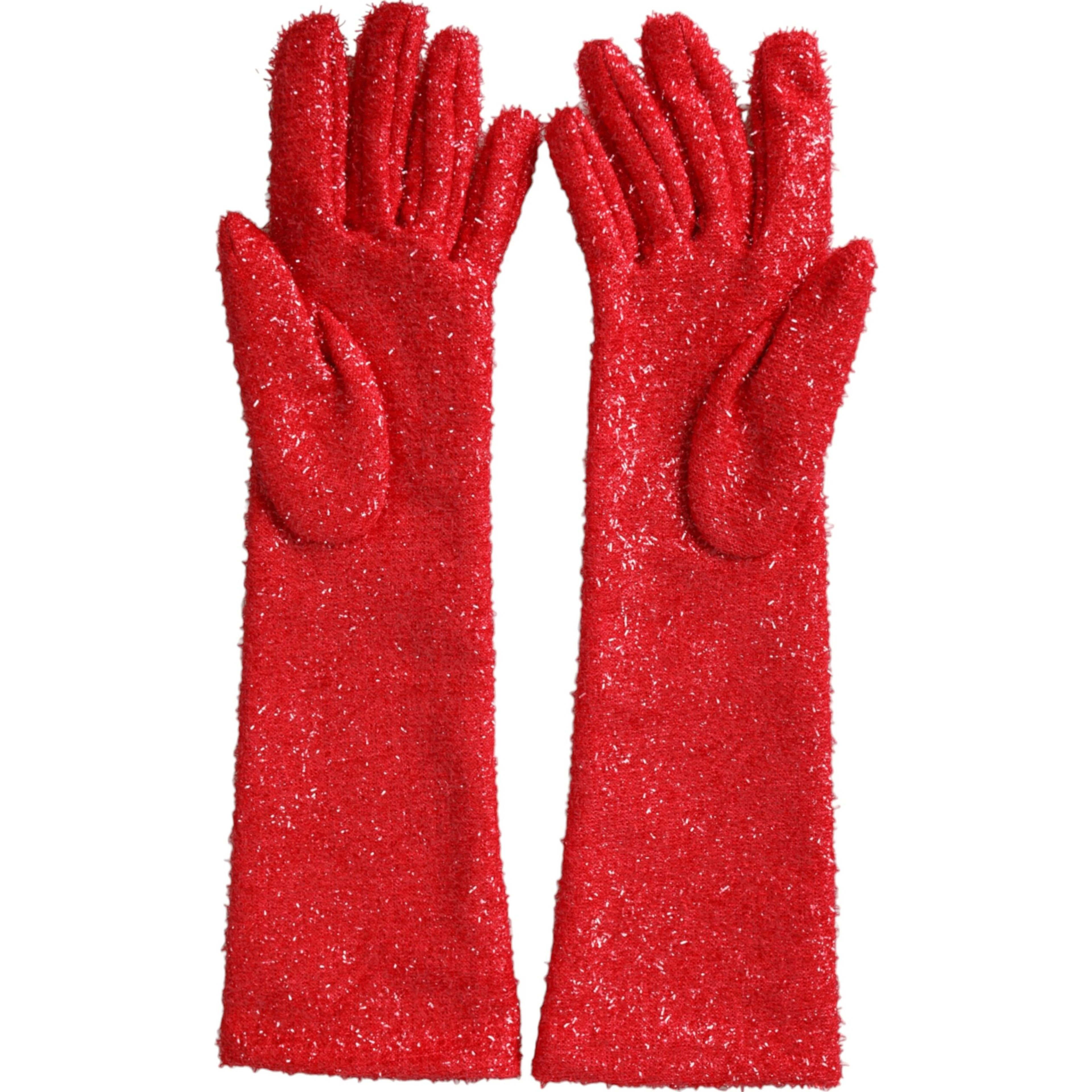 Red Lurex Fantasia Mid Arm Length Gloves