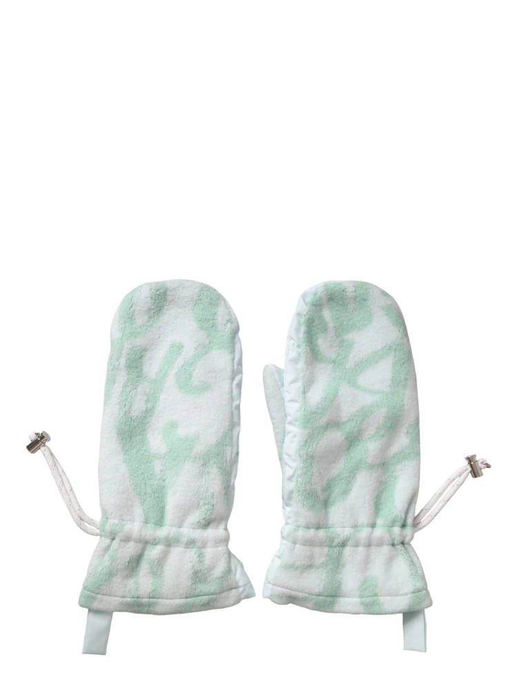 White Nylon Fleece Wrist Length Mitten Gloves