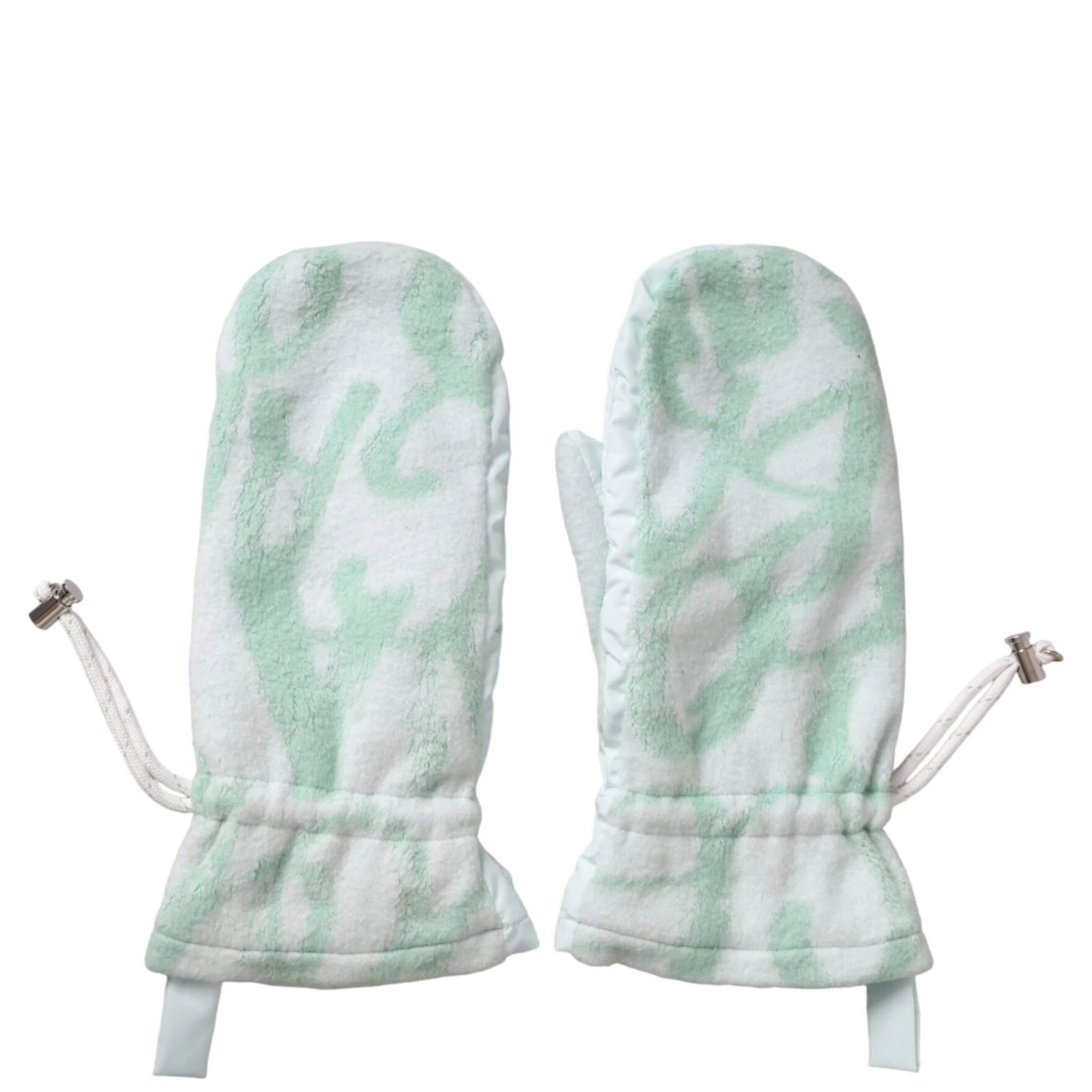 White Nylon Fleece Wrist Length Mitten Gloves