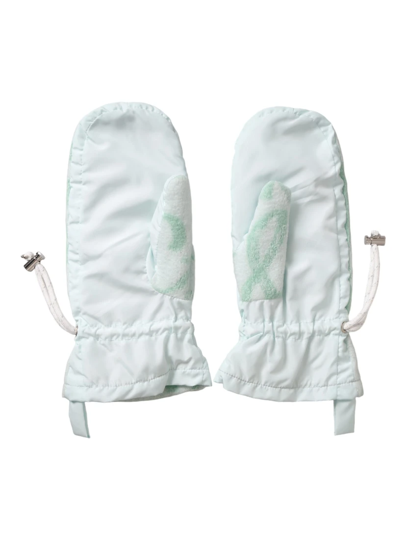 White Nylon Fleece Wrist Length Mitten Gloves