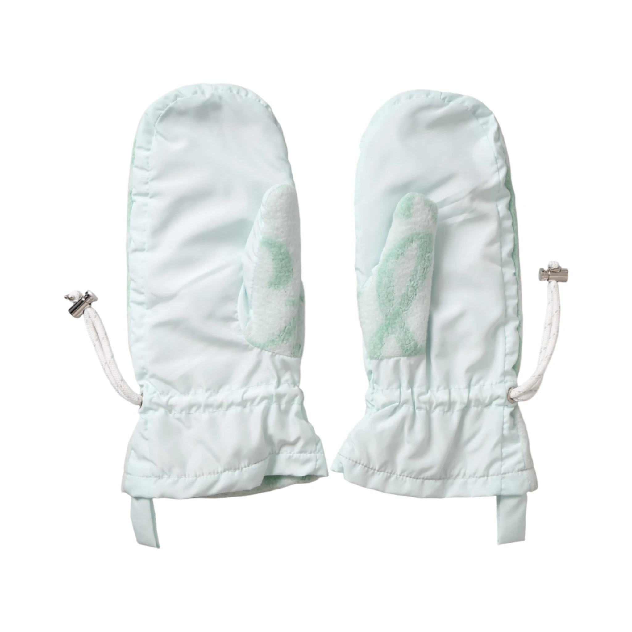 White Nylon Fleece Wrist Length Mitten Gloves