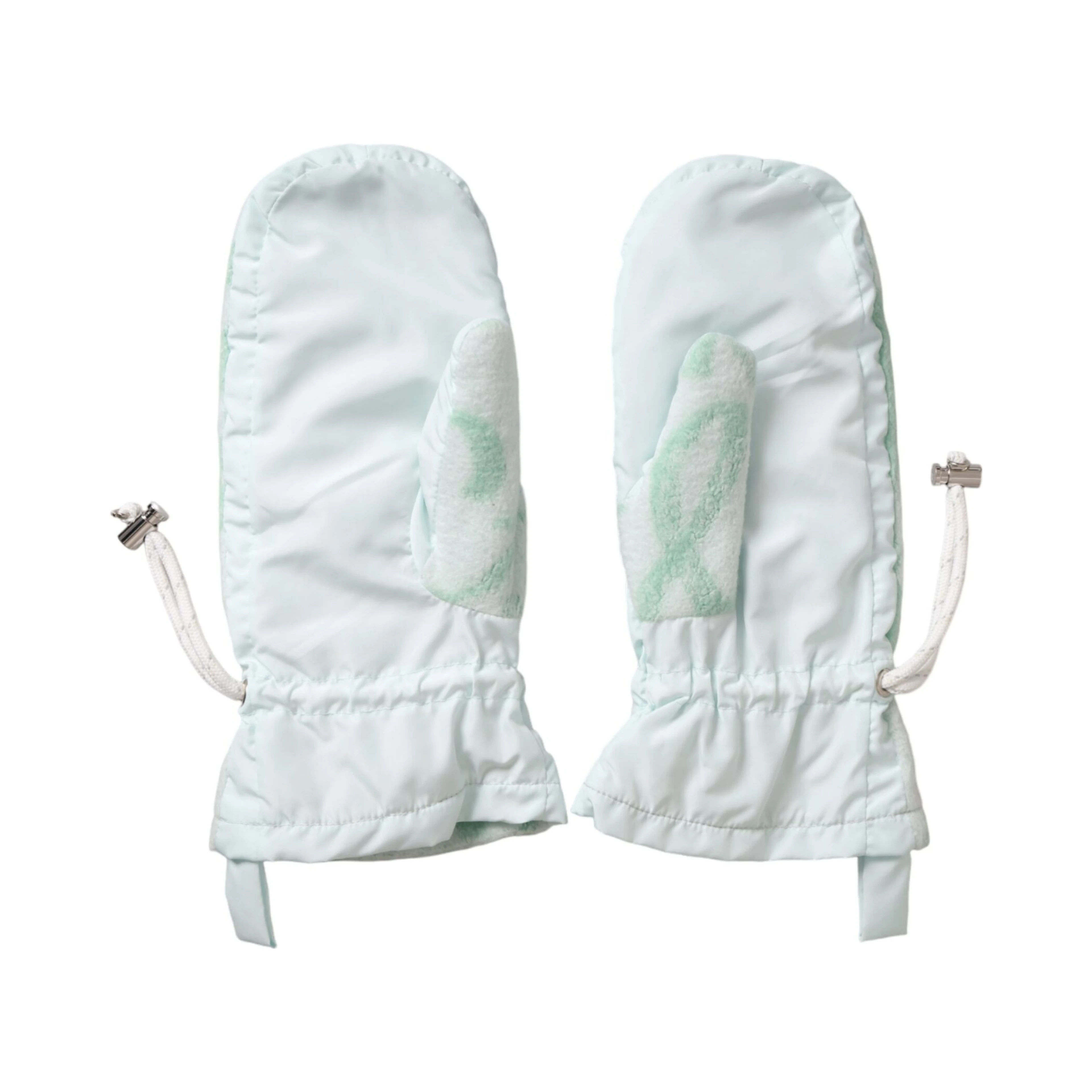 White Nylon Fleece Wrist Length Mitten Gloves