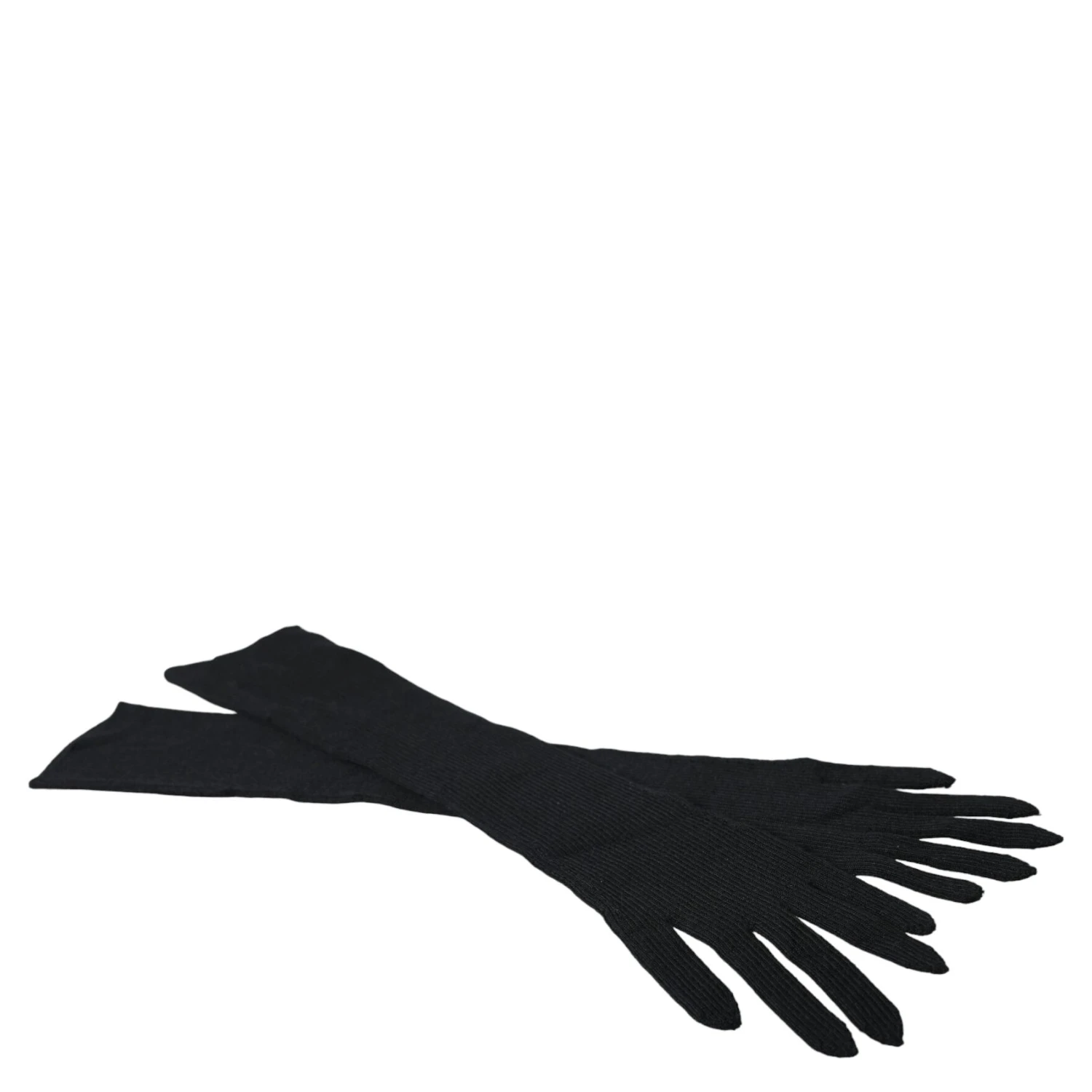 Black Cashmere Knitted Elbow Length Gloves