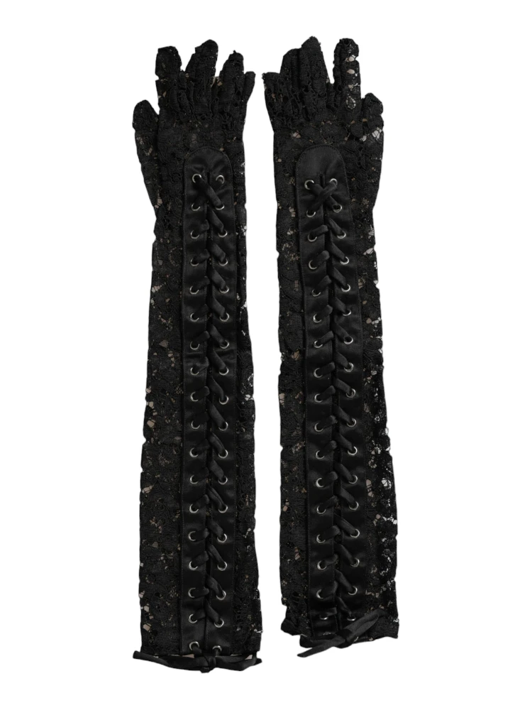 Black Taormina Lace Elbow Length Gloves alternative