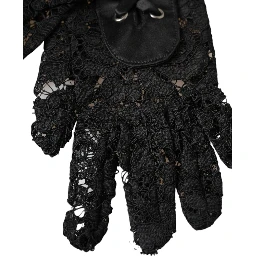 Black Taormina Lace Elbow Length Gloves