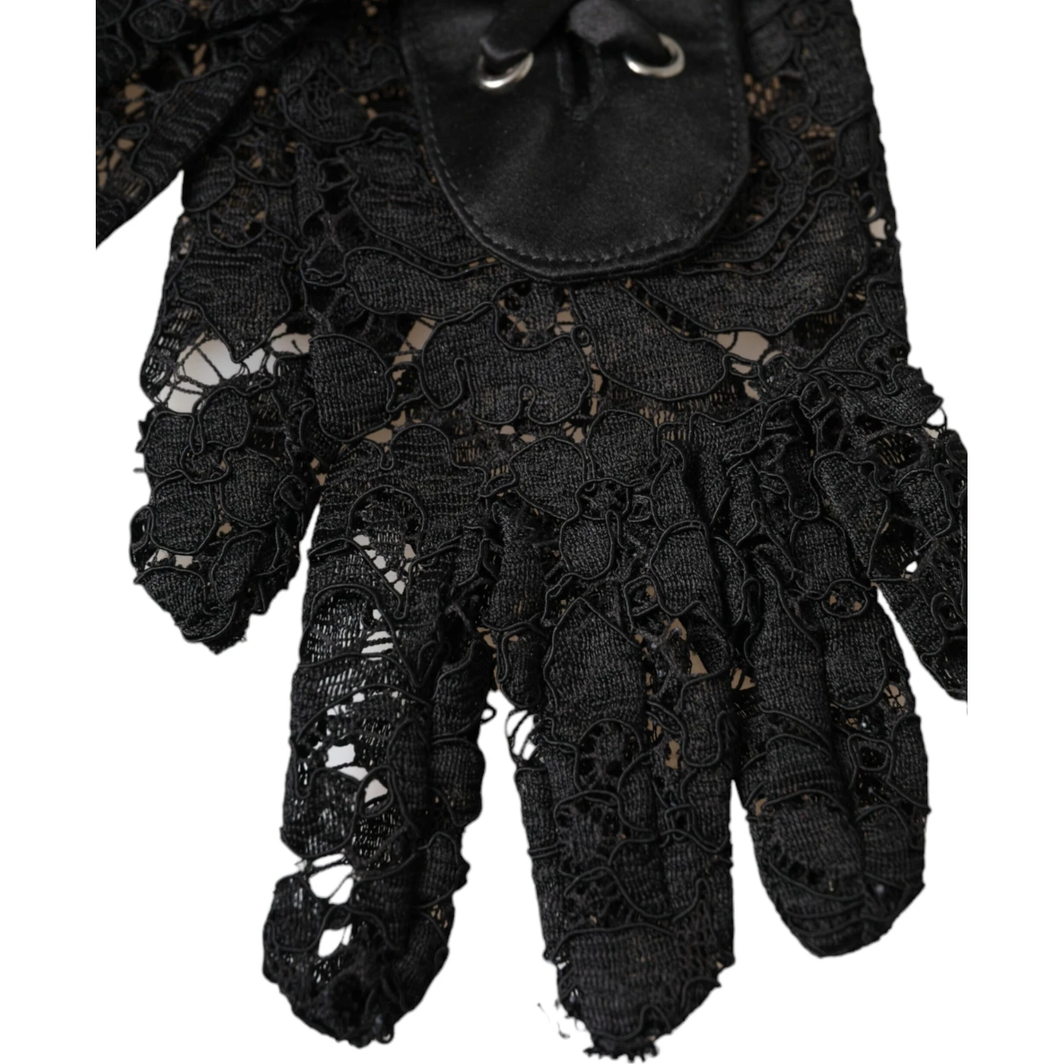 Black Taormina Lace Elbow Length Gloves