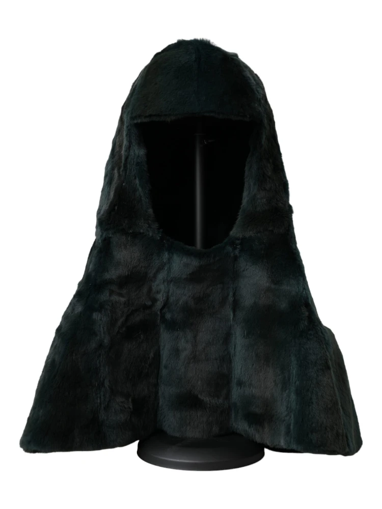 Black Weasel Fur Whole Head Wrap Hat