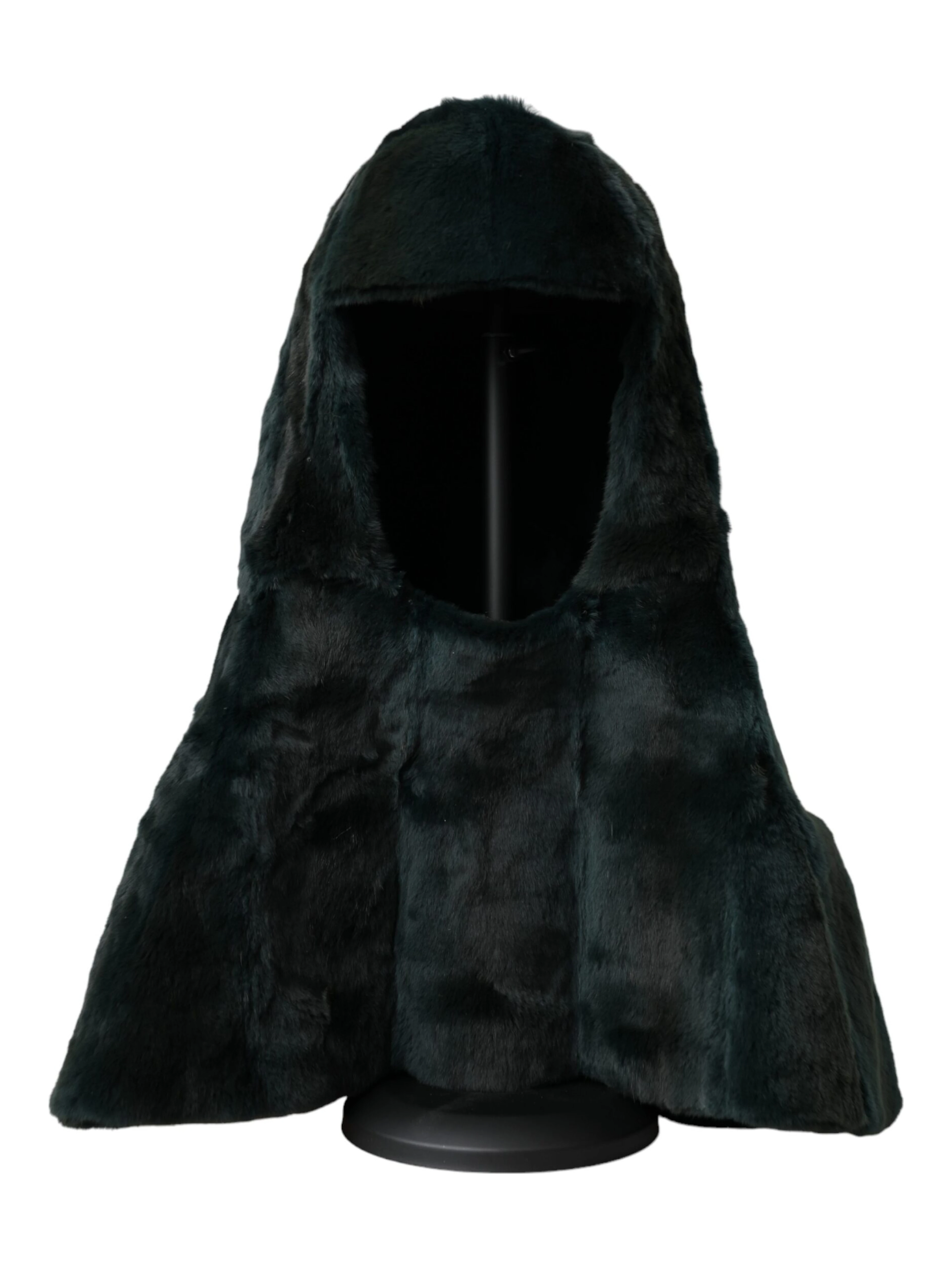 Black Weasel Fur Whole Head Wrap Hat